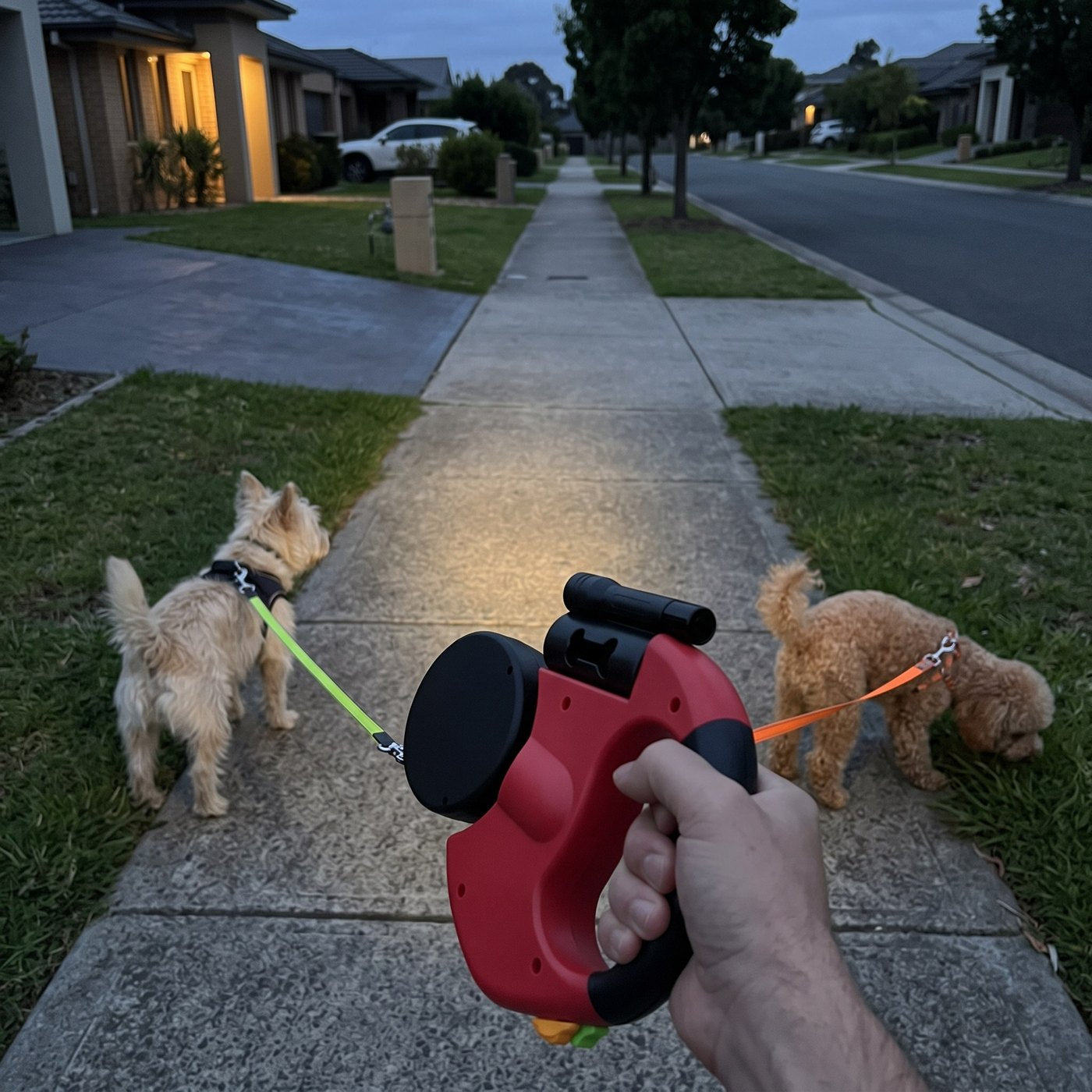 Red Leash On An Evening Walk
